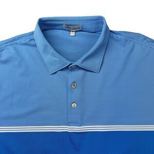 Peter Millar Summer Comfort Polo Shirt Mens Extra Large Blue Striped Golf Preppy